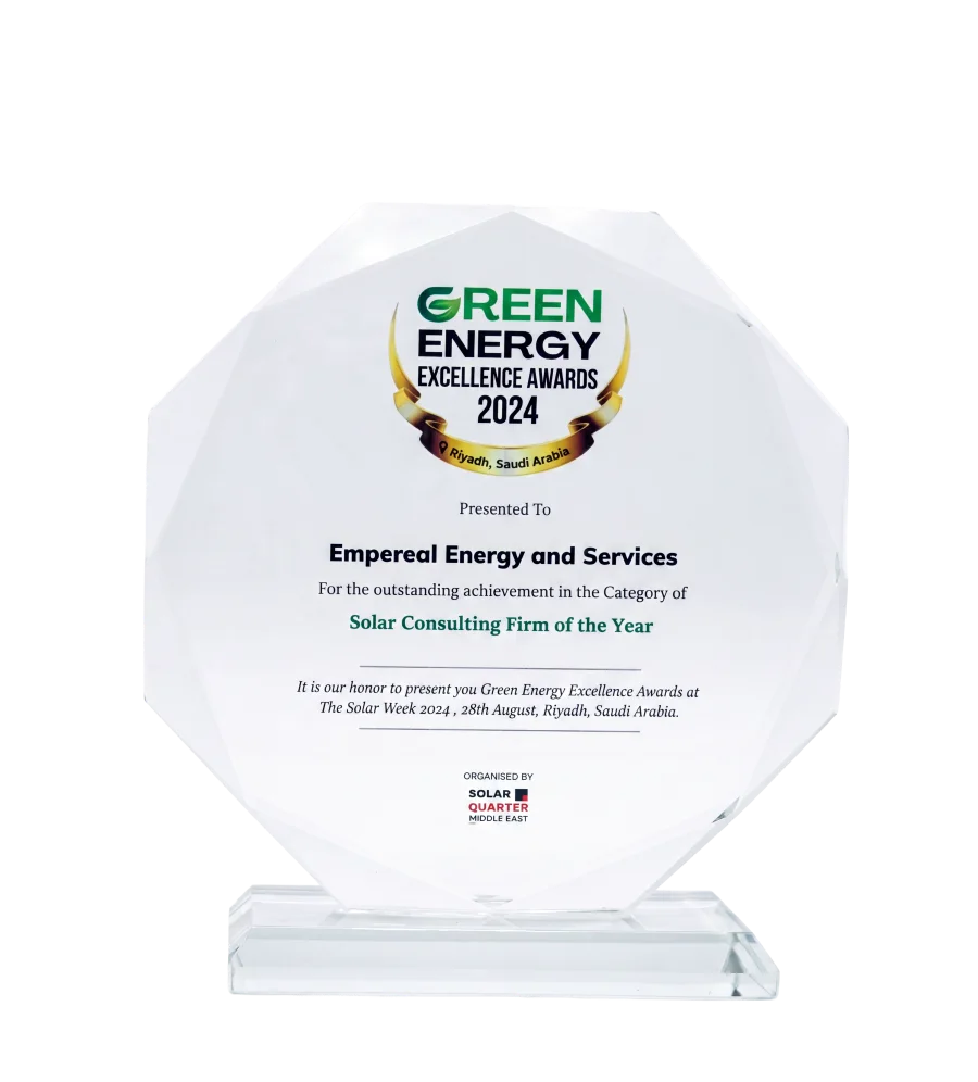 Green Energy Excellence Awards 2024 Solar Consulting Firm of the Year trophy